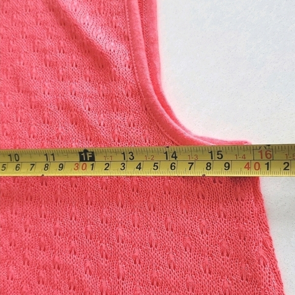 La Vie en Rose Coral Pink Crochet  Knit Sleeveless Dress Cover Up Size Small - Picture 8 of 10